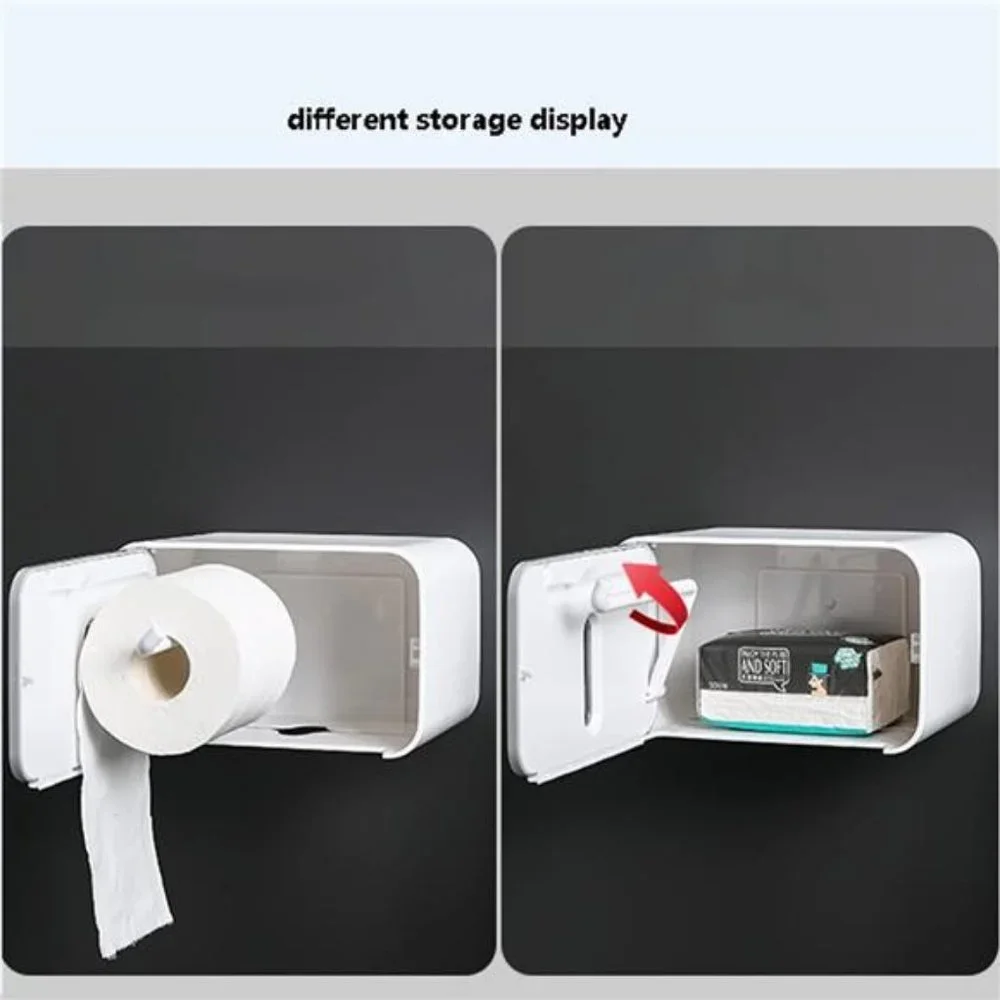 Self Adhesive Toilet Paper Holder, Wall-Mounted Double Layer Waterproof